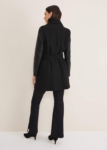 Phase Eight Tori Wool Contrast Sleeve Coats Black Australia | DF5639712